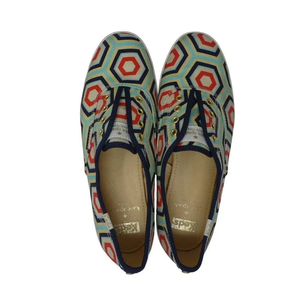 Keds Kate Spade Geometric Canvas‎ Slip On Designer Sneakers Womens 7.5